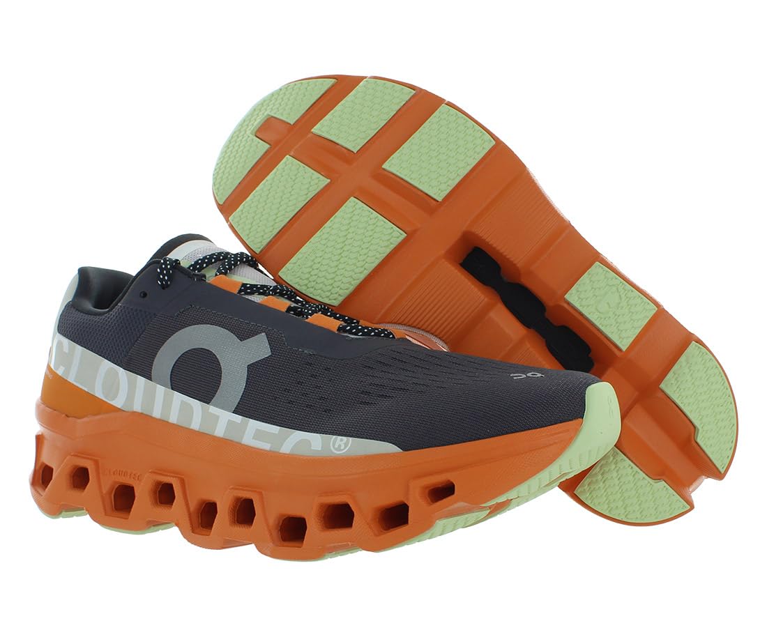 On Cloudmonster Mens Shoes Size 13, Color: Shocking Orange/Dark Blue/Grey One
