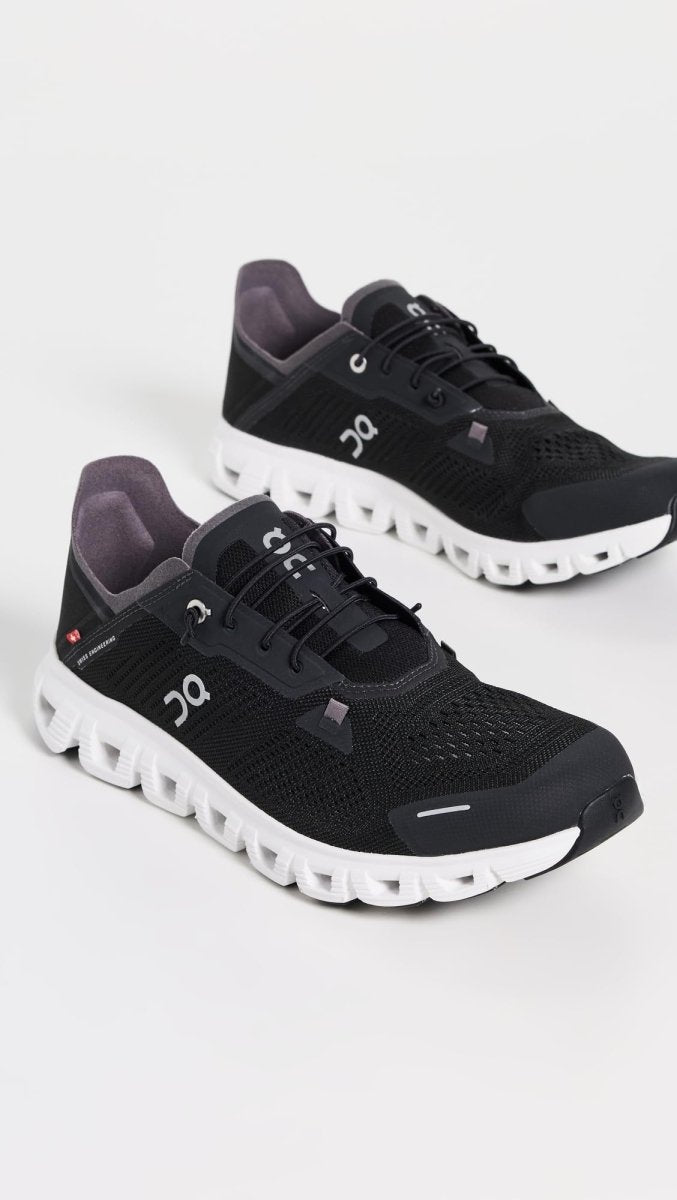 On Men's Cloud 6 Coast Sneakers, Black | White, 9 Medium US