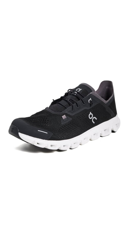On Men's Cloud 6 Coast Sneakers, Black | White, 9 Medium US