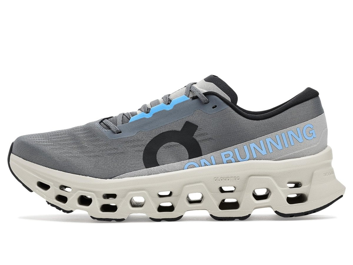 On Men's Cloudmonster 3 Sneaker, Rock/Silver, 10.5