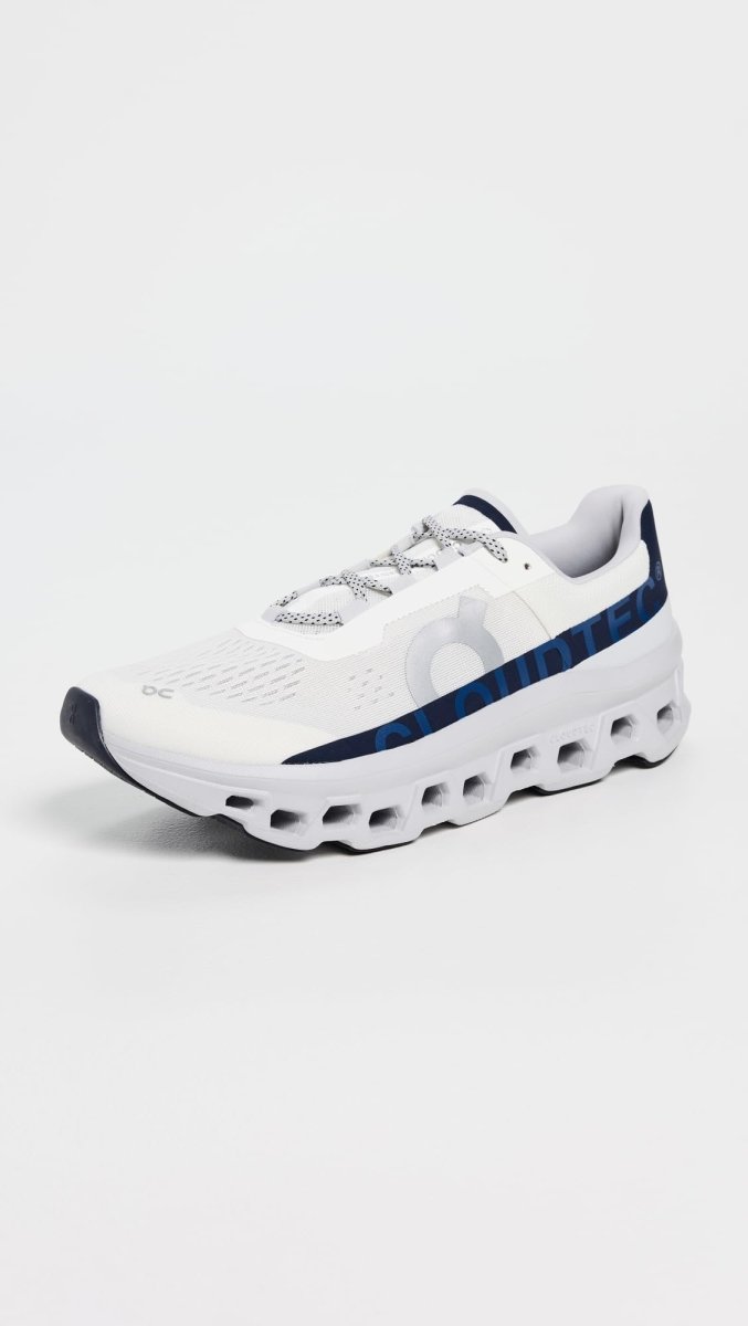 On Men's Cloudmonster Sneakers, Ivory/Midnight, 11 Medium US