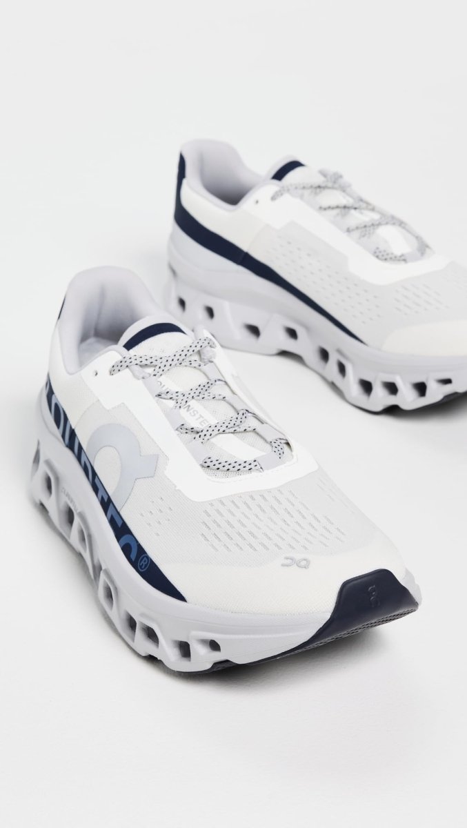On Men's Cloudmonster Sneakers, Ivory/Midnight, 11 Medium US