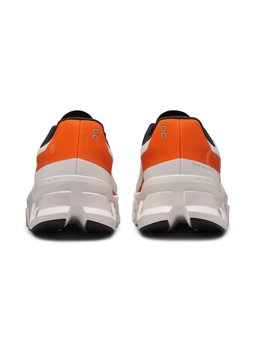 On Men's Cloudmonster Sneakers, Undyed - White | Flame, 13 Medium US