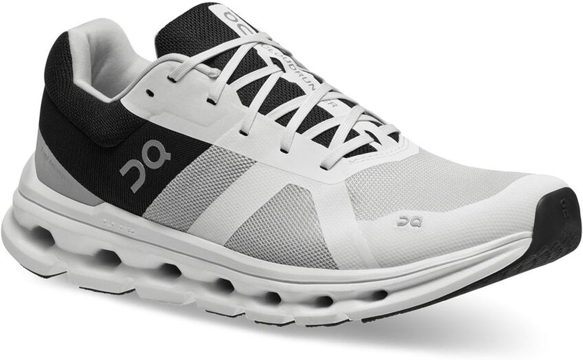 On Men's Cloudrunner Sneakers, Glacier | Black, 12.5 Medium US