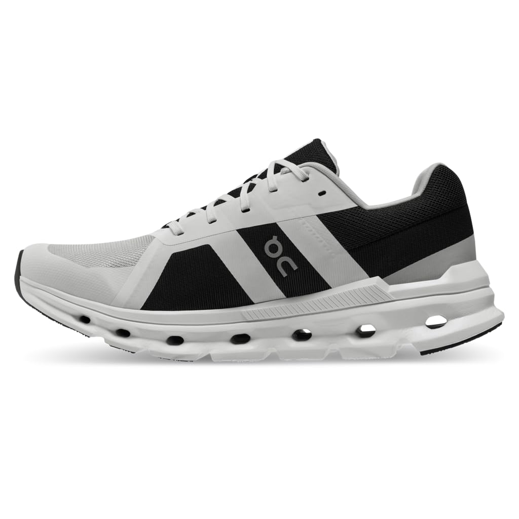 On Men's Cloudrunner Sneakers, Glacier | Black, 12.5 Medium US