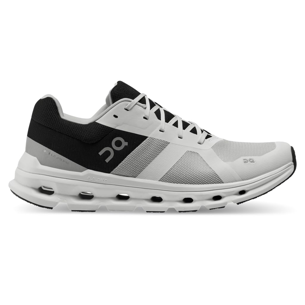 On Men's Cloudrunner Sneakers, Glacier | Black, 12.5 Medium US