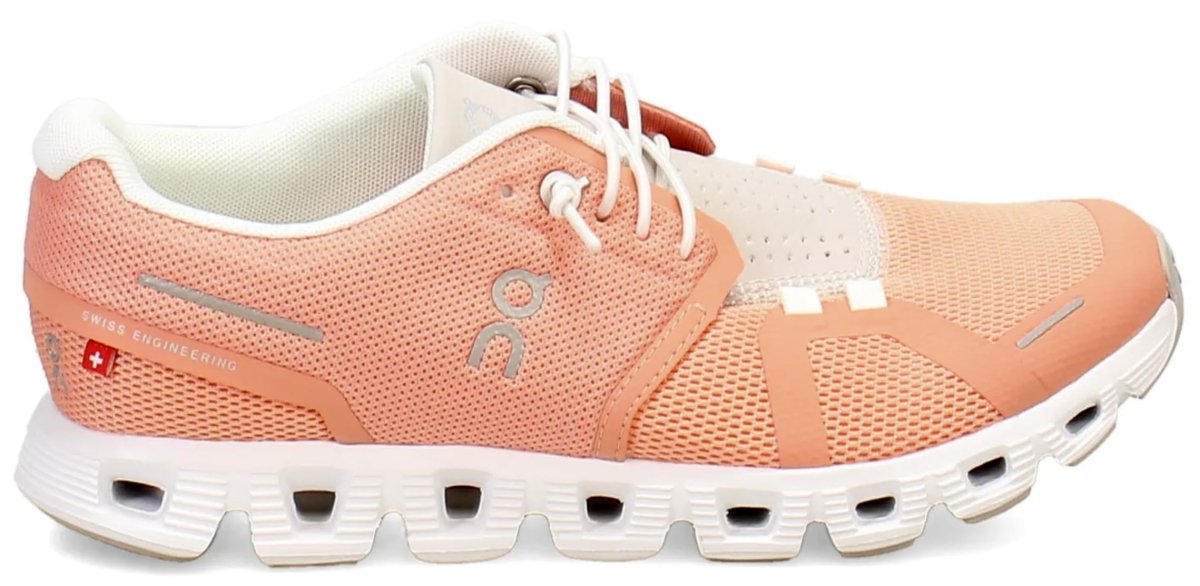 On Womens, Cloud 5 Flamingo/Pearl 6 Medium
