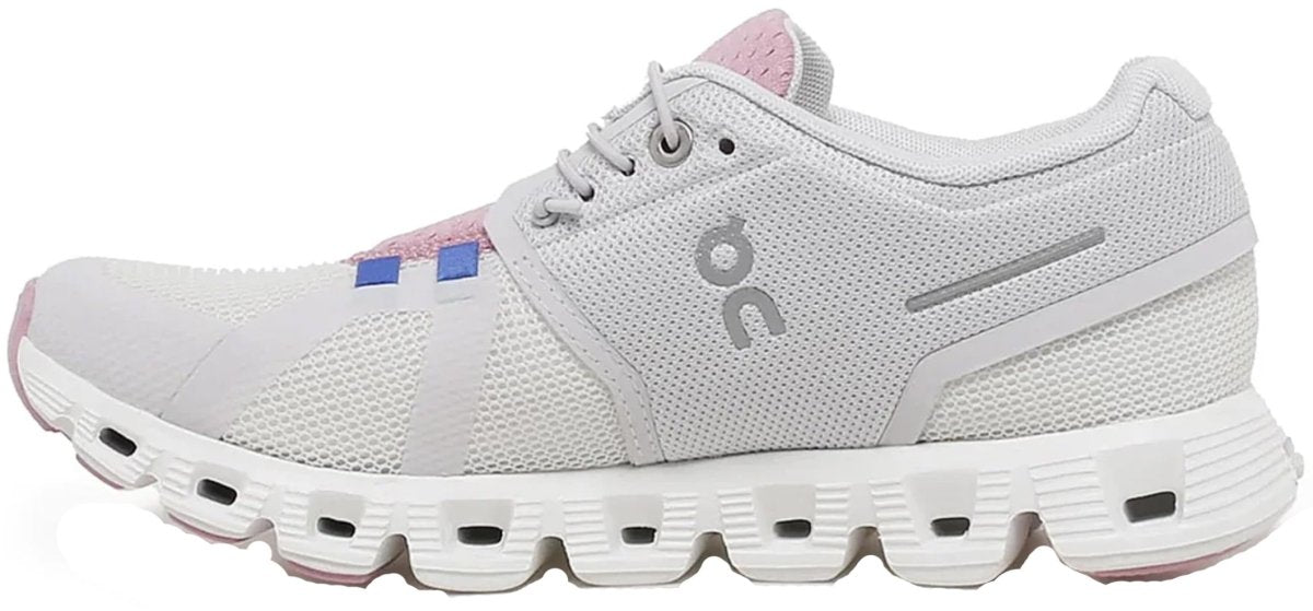 On Women's Cloud 5 Push Sneakers, Ivory/Blossom, 6 Medium US
