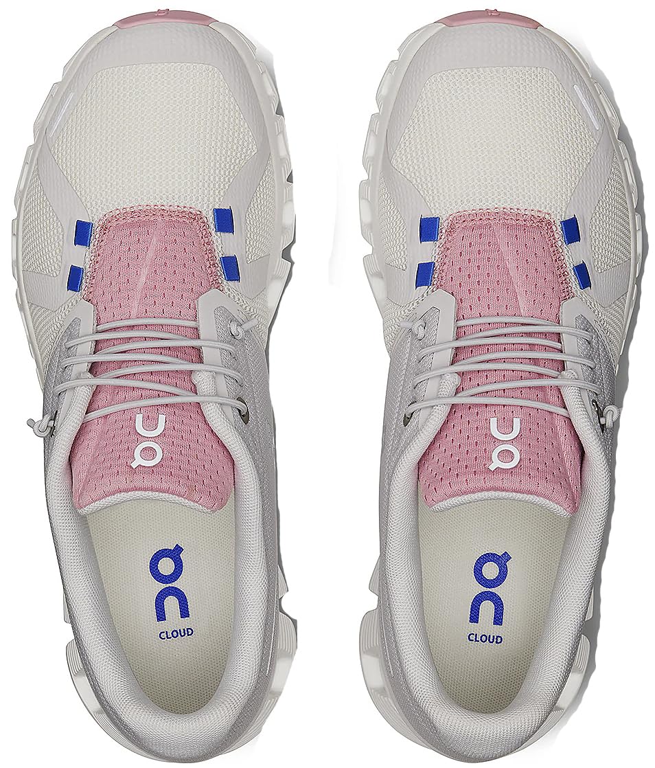 On Women's Cloud 5 Push Sneakers, Ivory/Blossom, 6 Medium US