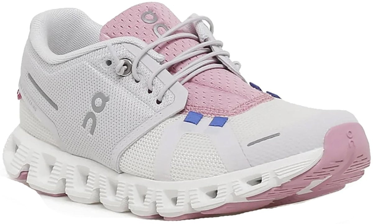 On Women's Cloud 5 Push Sneakers, Ivory/Blossom, 6 Medium US