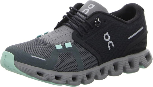 On Women's Cloud 5 Sneakers, Black/Lead, 5 Medium US