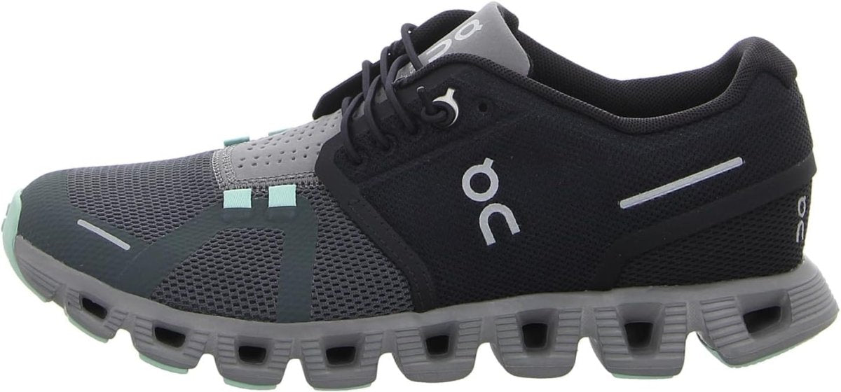 On Women's Cloud 5 Sneakers, Black/Lead, 5 Medium US
