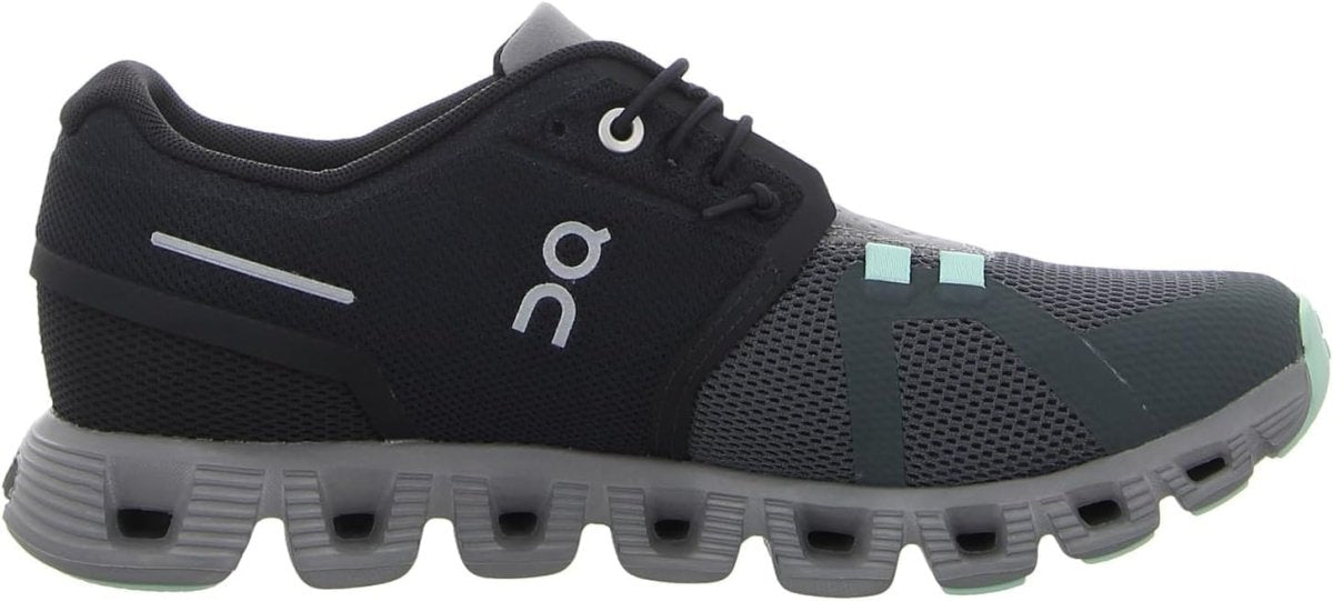 On Women's Cloud 5 Sneakers, Black/Lead, 5 Medium US