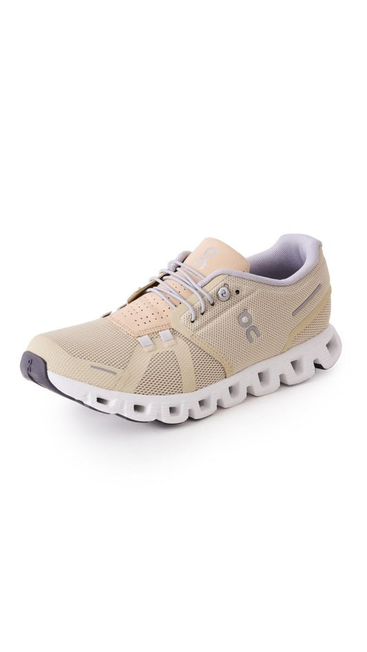 On Women's Cloud 5 Sneakers, Haze | Sand, Tan, Off White, 6 Medium US