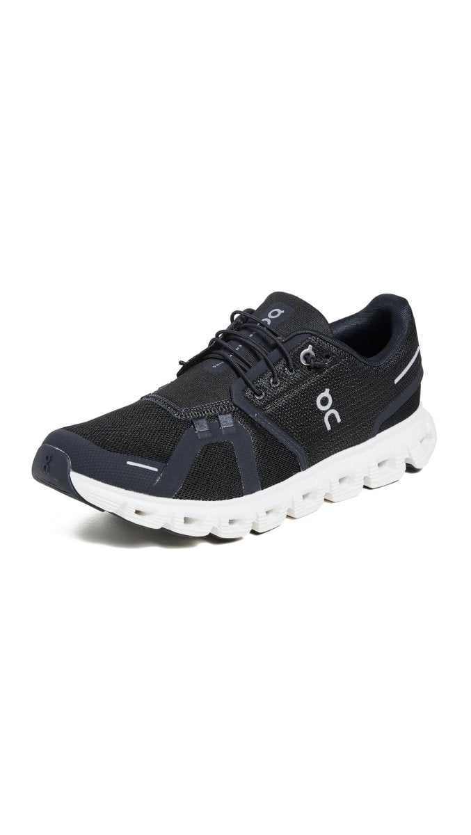 On Women's Cloud 6 Sneakers, Black | White, 9.5 Medium US