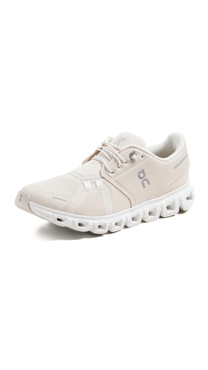 On Women's Cloud 6 Sneakers, Pearl/White, 7.5 Medium US