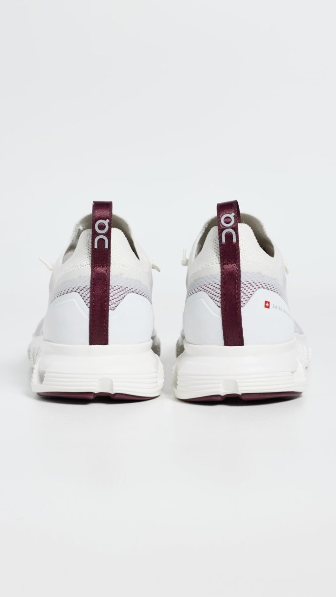 On Women's Cloud 6 Versa Sneakers, Ice/Maroon, 10 Medium US