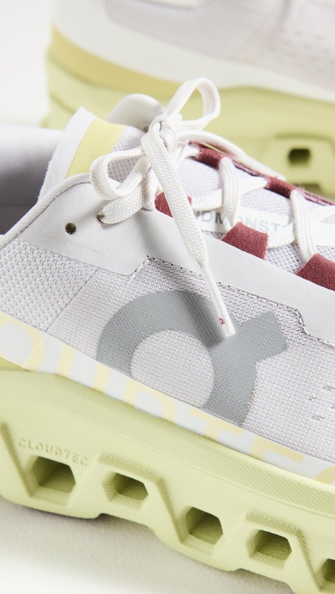On Women's Cloudmonster Sneakers, Frost | Acacia, White, Yellow, 7.5 Medium US