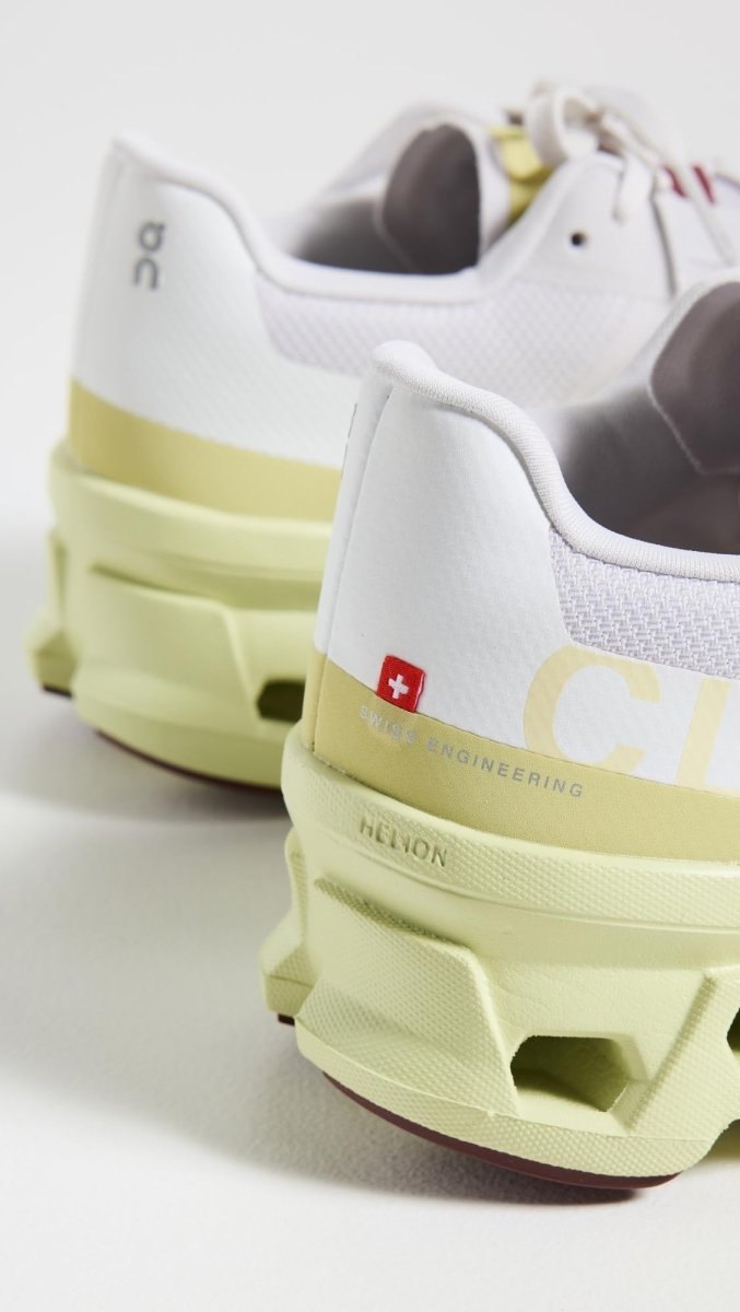 On Women's Cloudmonster Sneakers, Frost | Acacia, White, Yellow, 7.5 Medium US
