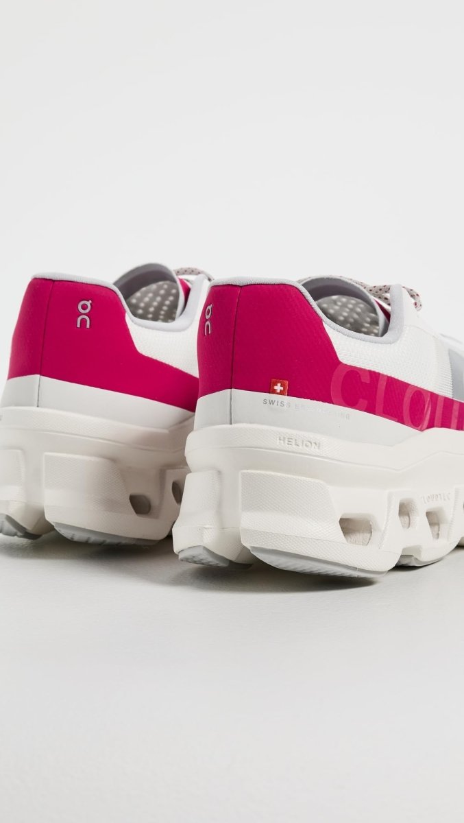 On Women's Cloudmonster Sneakers, Ivory/Grenadine, 7 Medium US