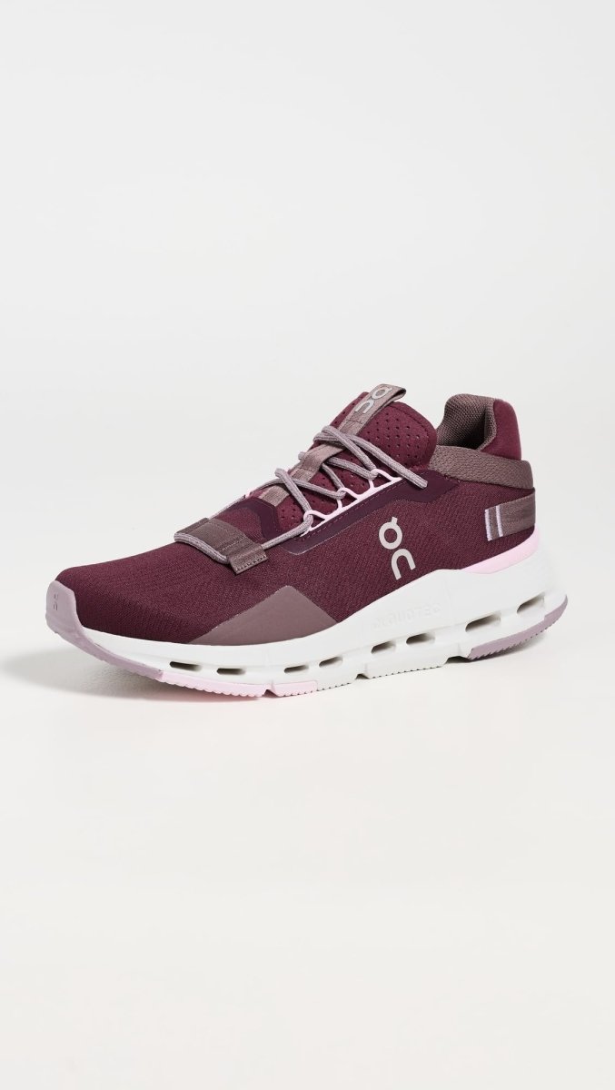 On Women's Cloudnova 2 Sneakers, Maroon/Peony, 7.5 Medium US