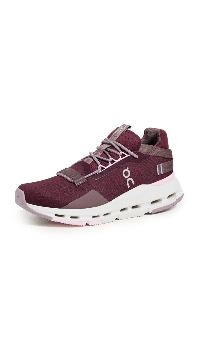 On Women's Cloudnova 2 Sneakers, Maroon/Peony, 8.5 Medium US