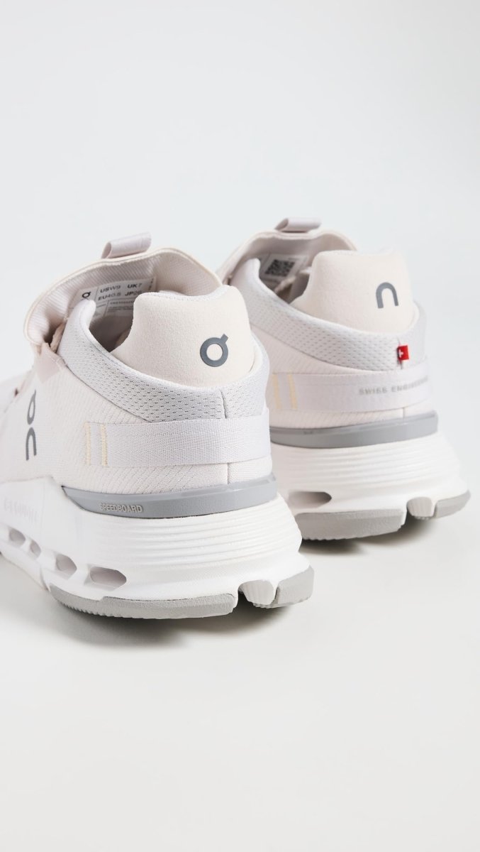 On Women's Cloudnova 2 Sneakers, Sand/Fog, Grey, Off White, 7.5 Medium US