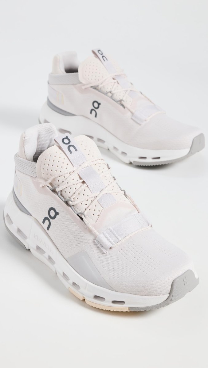 On Women's Cloudnova 2 Sneakers, Sand/Fog, Grey, Off White, 7.5 Medium US
