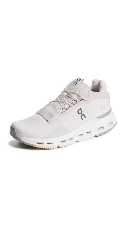 On Women's Cloudnova 2 Sneakers, Sand/Fog, Grey, Off White, 7.5 Medium US